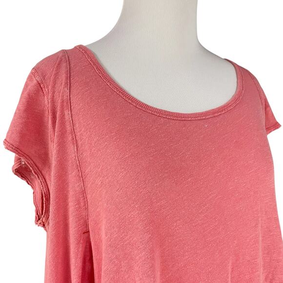 WE THE FREE Sylvia Oversized Worn-In Linen Swing Tee w/ Bleach Spots Size XS - Picture 4 of 8